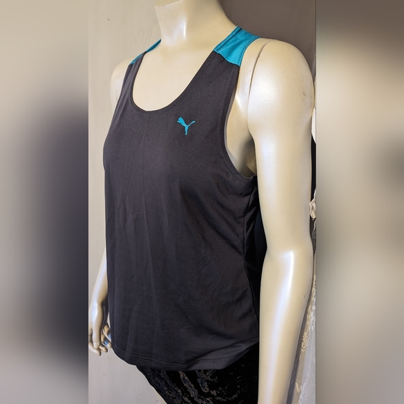 Puma brand racer back tank runner athletic top blue & grey tall X-large workout - Picture 7 of 7